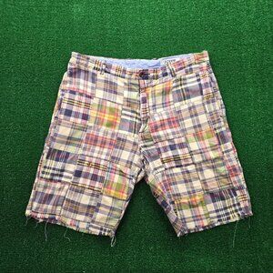 J‎ Crew Vintage Madras Shorts Mens 36 Multicolor Plaid Chino Preppy Beach Casual